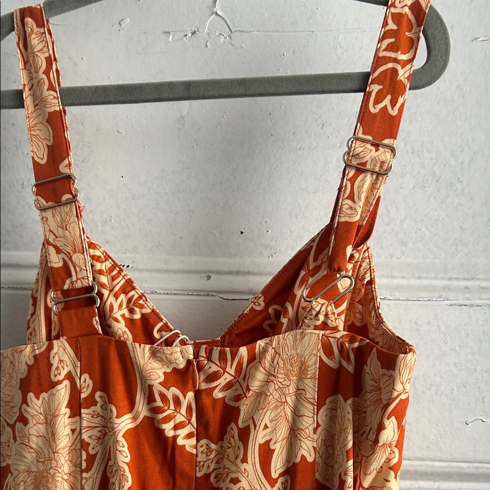 NWT Shore Floral Orange and Cream Maxi Dress- size XS with STRETCH - Picture 4 of 4